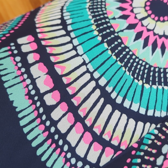 Old Navy T-Strap Chiffon Geometric Boho Maxi Dress S Blue Pink - Picture 11 of 16